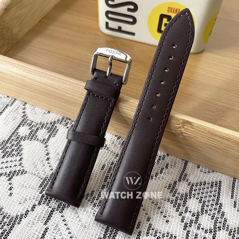 Fossil 20mm Chocolate Brown Genuine Leather Watch Strap